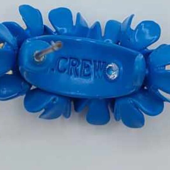 J Crew Resin Blue Floral Bouquet 1/2 Hoop Stud Earrings - Picture 3 of 8